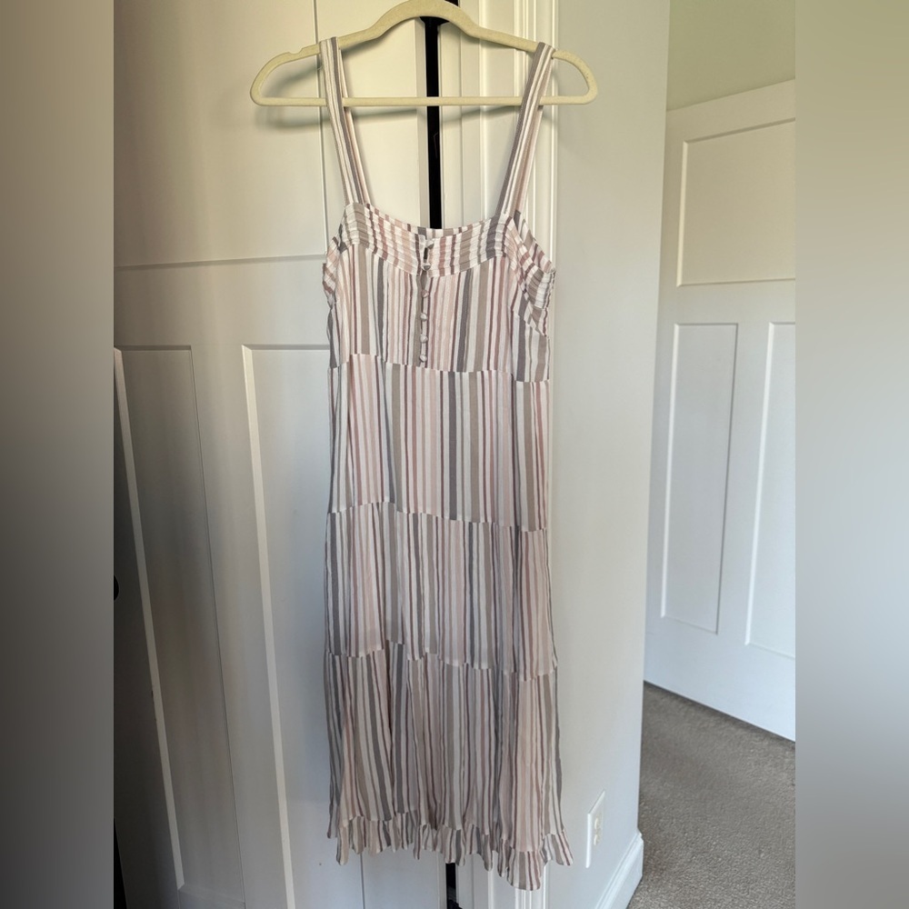 Karlie Striped Sleeveless Midi Dress Pink